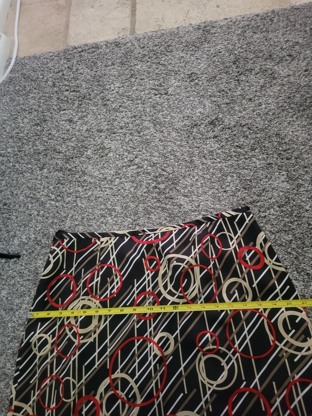 Classic Geometric Print Maxi Skirt - Black with Red & Cream Circles - Picture 8 of 11